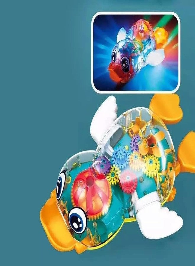 Bluebell Play Bump n Go 3D Gear Transparent Duck with Sound and Colorful Lights Musical Toy for Boys and Girls, Kids Sound Toy Birthday Gift - Image 4